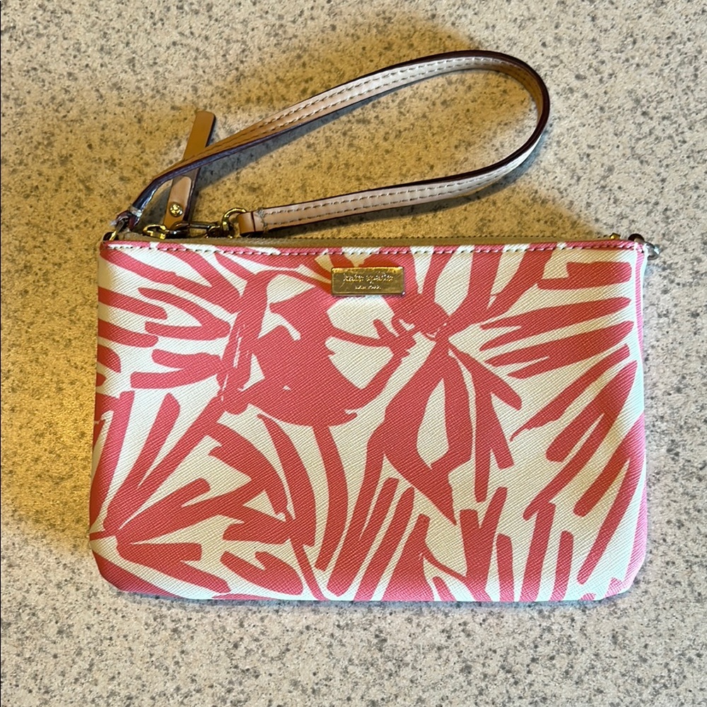 Kate Spade Pink and Cream Tropical Wristlet